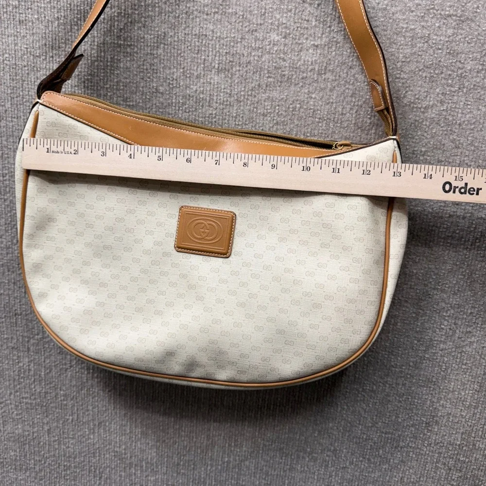 GUCCI GG Supreme Hobo Bag Large Brown Beige‎ Canvas Leather Shoulder Purse